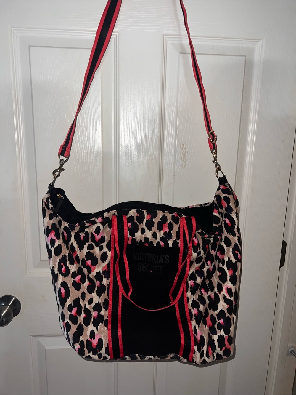 Victoria's Secret Leopard Tote with Pink and Black Straps